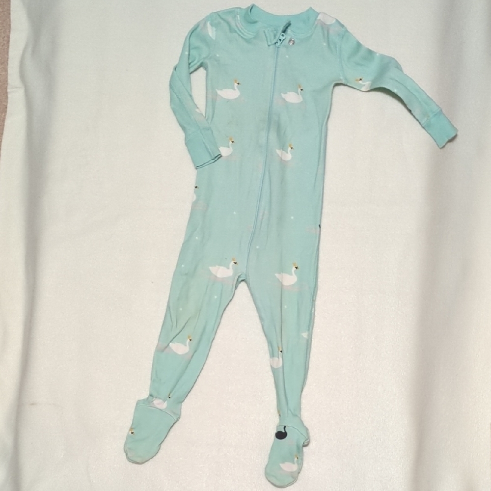 Hanna Andersson Mint Swan Print Kids Footie